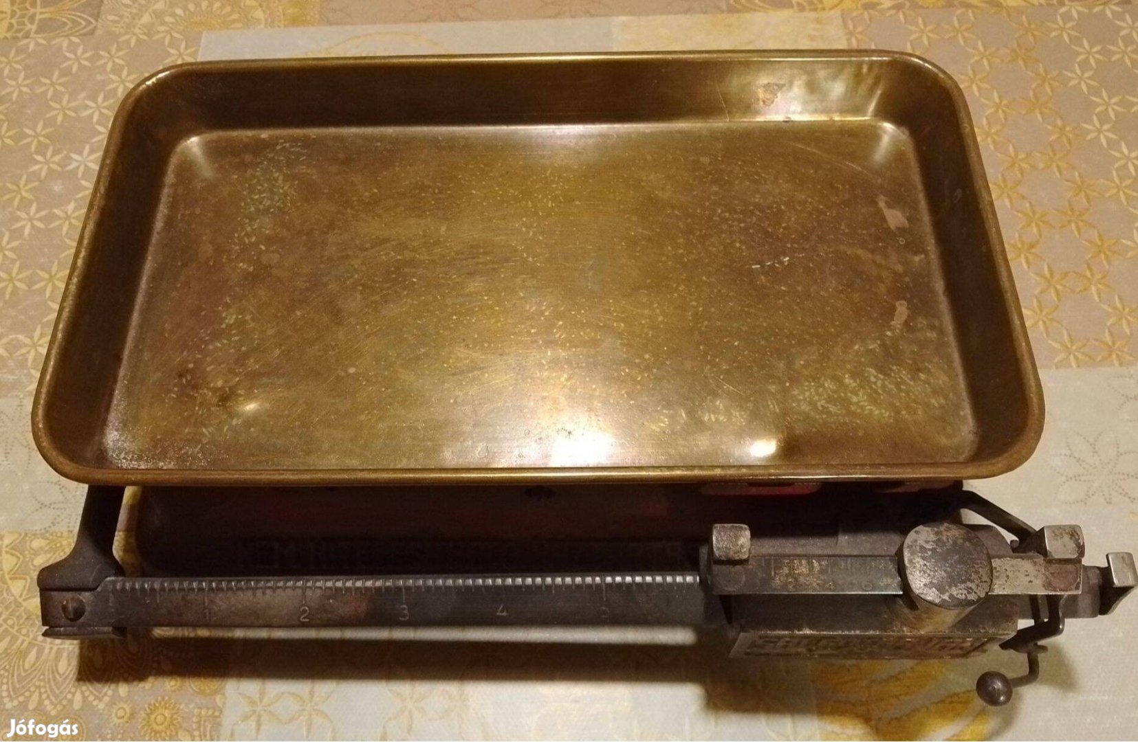 Egytálcás 2 tolósúlyos mérleg réz serpenyő max. 6 kg5 gramm