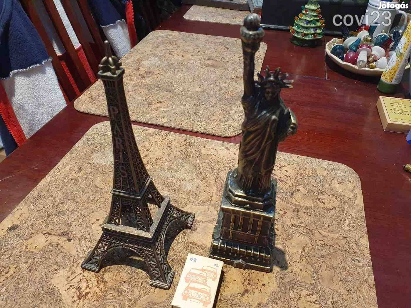 Eiffel és szabadság szobor együtt szép állapotban