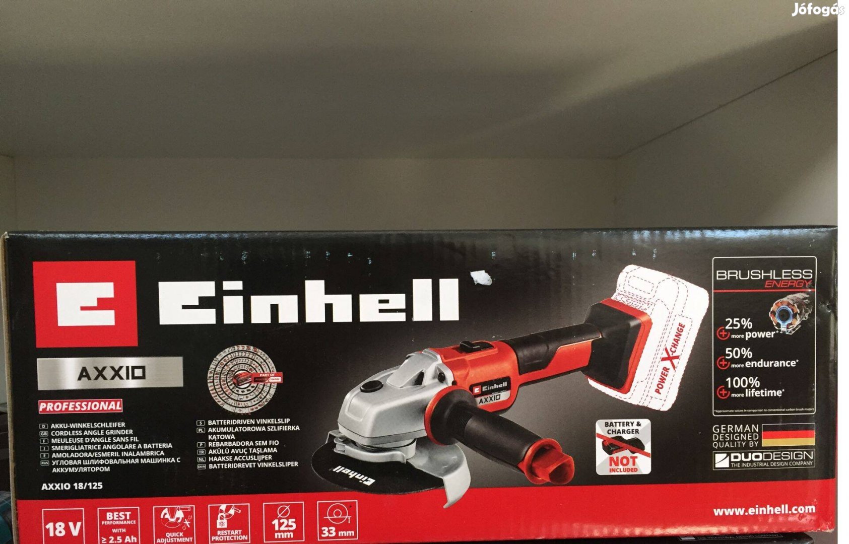 Einhell Axxio 18/125 Solo Akkus sarokcsiszoló 18V (akku-töltő nélkül)(
