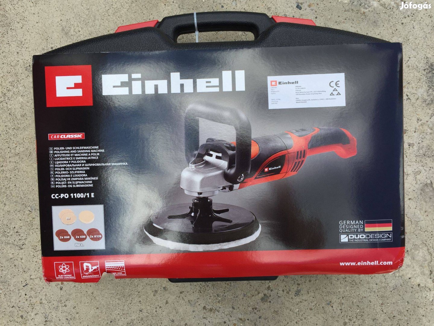 Einhell CC-PO 1100/1E Polírozó Gép Szett 180mm 1100W kofferben (209326