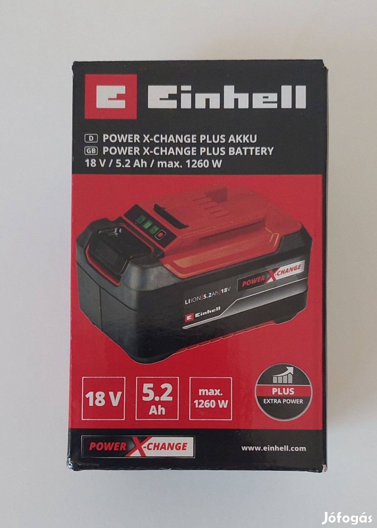 Einhell Power X-Change Akkumulátor, 18 V, 5,2 Ah, Új, garanciális