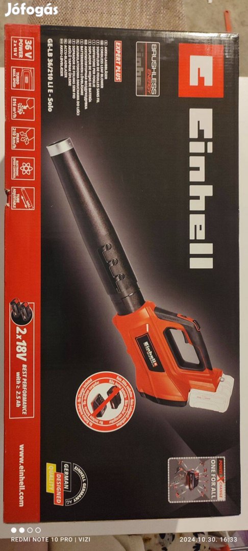 Einhell akkus lombfúvó GE-LB 36/210 LiE-Solo Új, garanciális