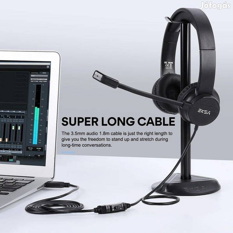 Eksa H12/H12E 3,5 mm/USB vezetékes fejhallgató mikrofonnal,