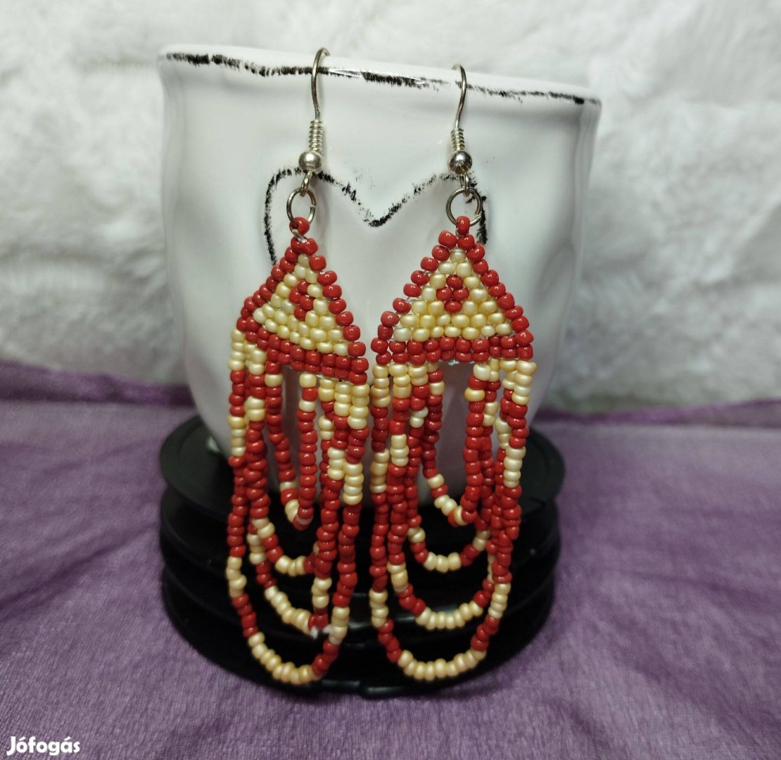 Ékszer fülbevaló gyögyből tégla szín
