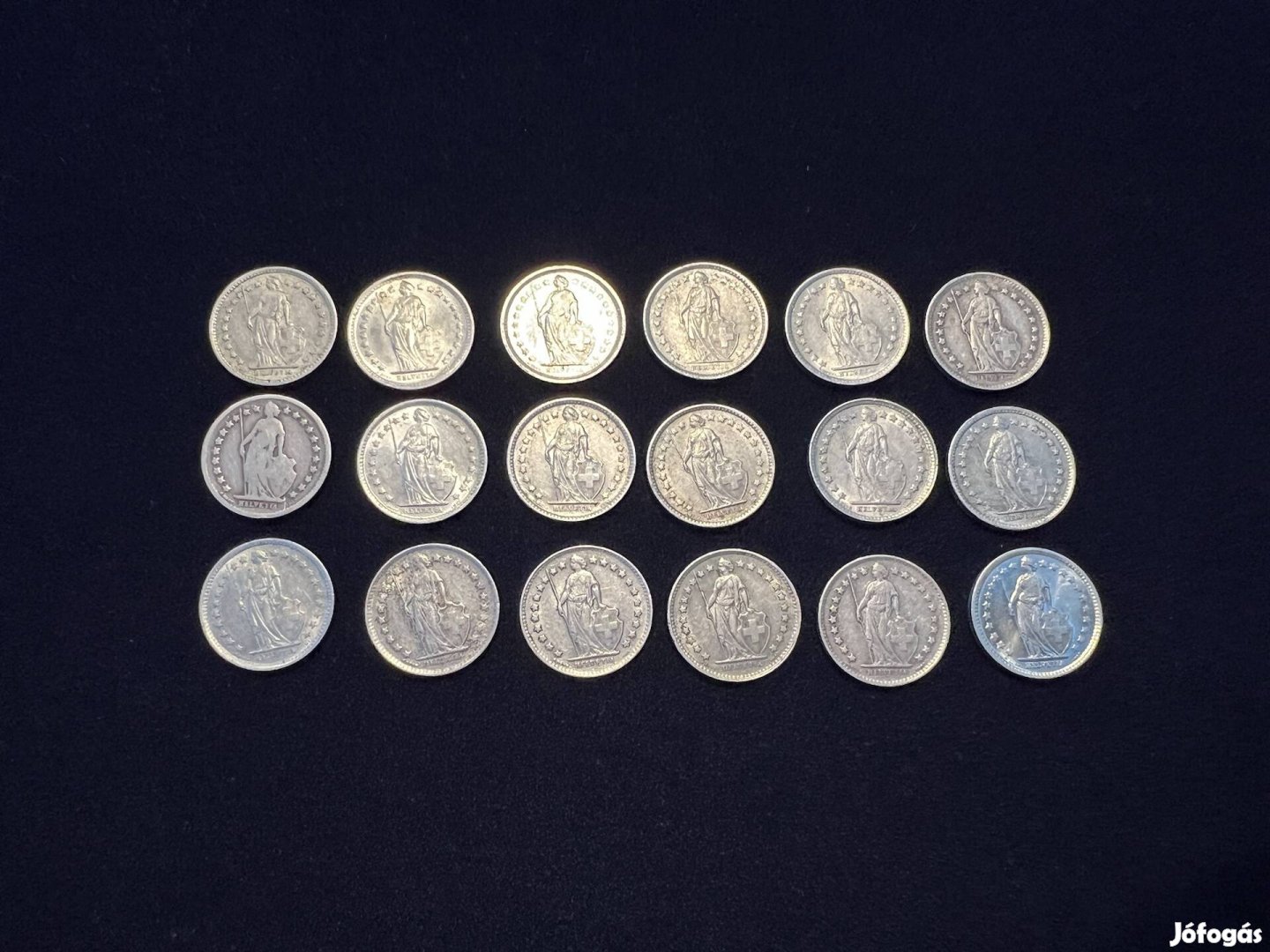 Eladó 18db ezüst 1/2 frankos különböző évszámok!