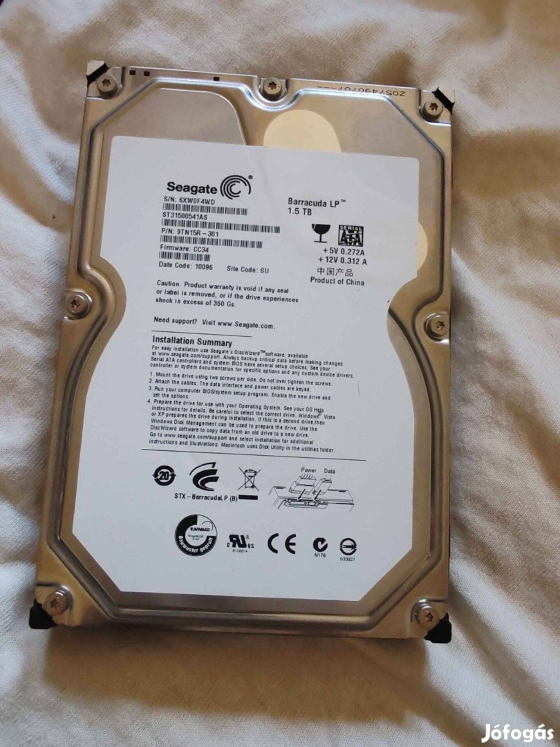 Eladó 1.5 TB HDD