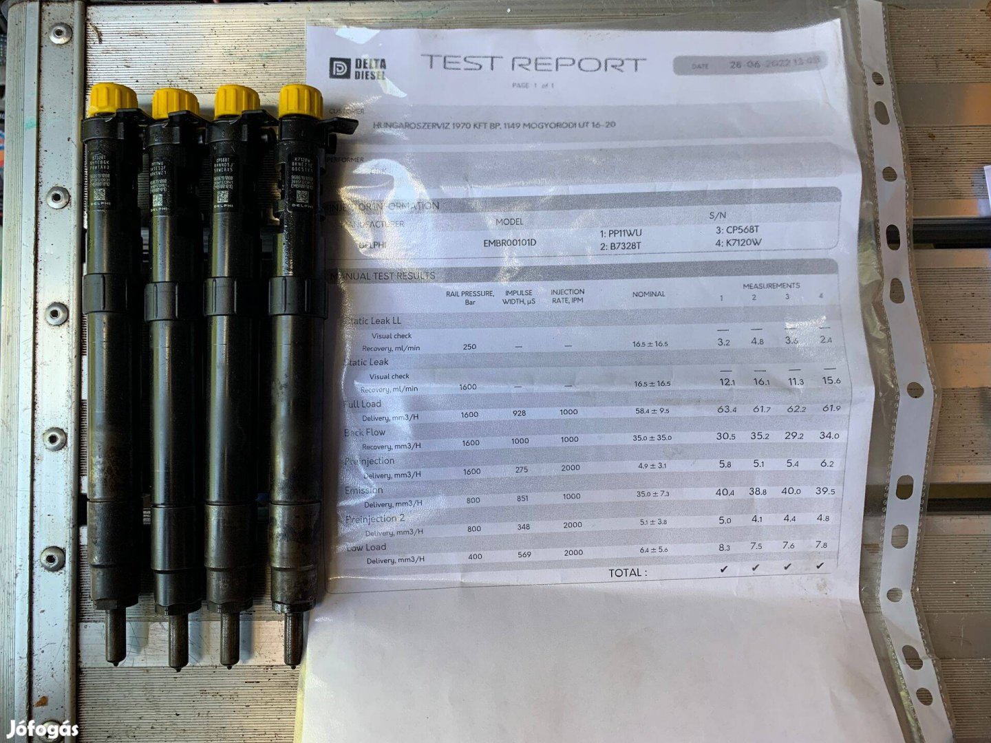 Eladó 1db bevizsgált jegyzőkonyves Delphi EU5 Embr00101D porlasztó
