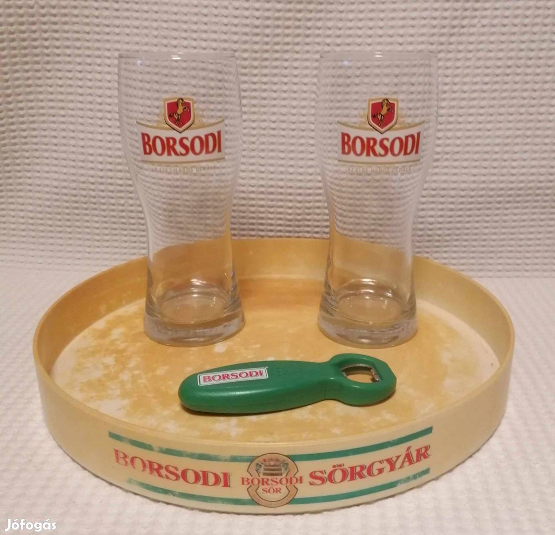 Eladó 2 Darab Borsodi 0,5 l Sörös Pohár plusz Sörbontó És Tálca