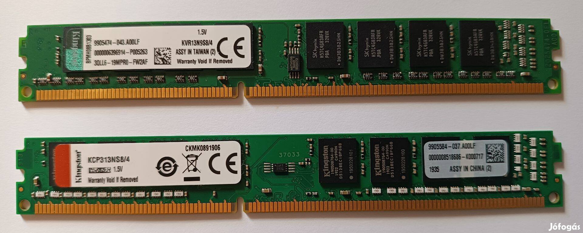 Eladó 2 x DDR3 4GB 1333 MHz Kingston RAM