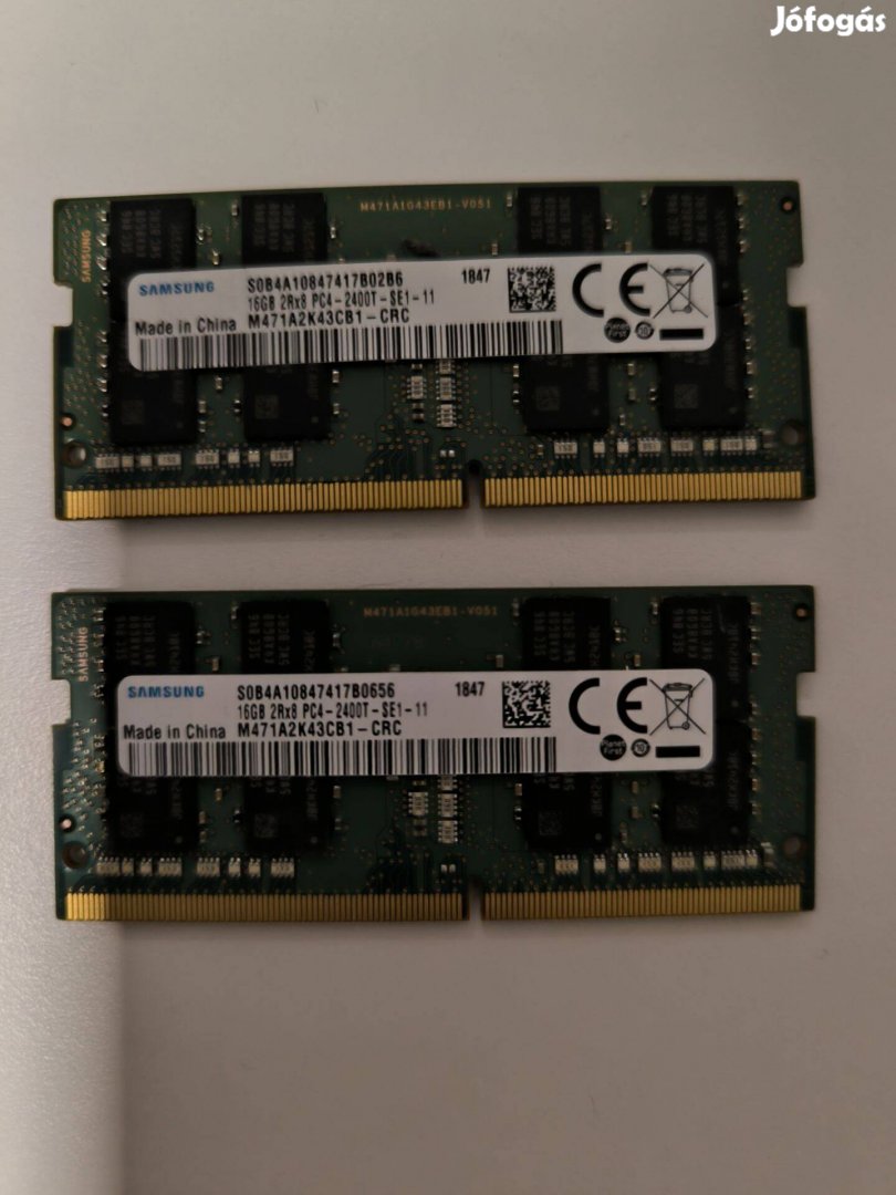 Eladó 2db 16Gb DDR4 memória