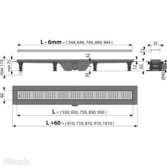 Eladó 2db Alca Apz10 Simple zuhanyfolyóka, 95cm