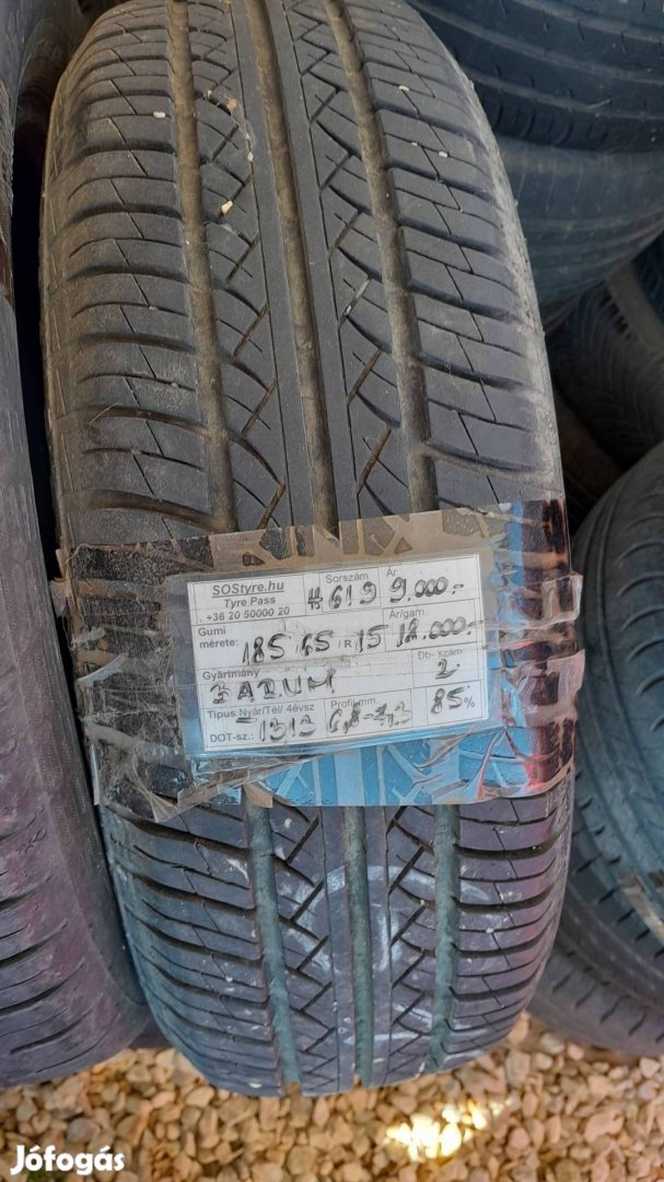 Eladó 2db Barum 185/65R15 nyári gumi 