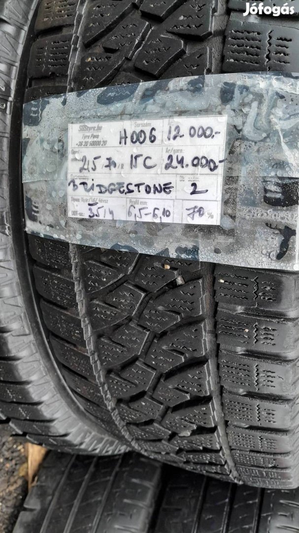 Eladó 2db Bridgestone 215/70R15C téli gumi 