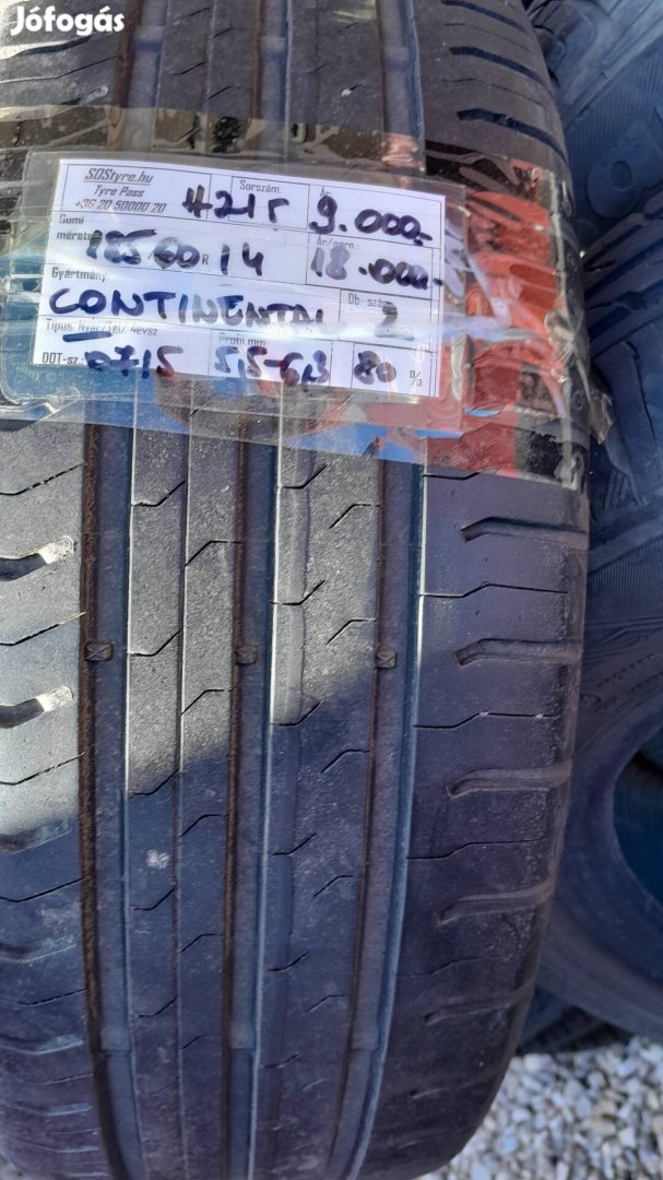 Eladó 2db Continental 185/60R14 nyári gumi 