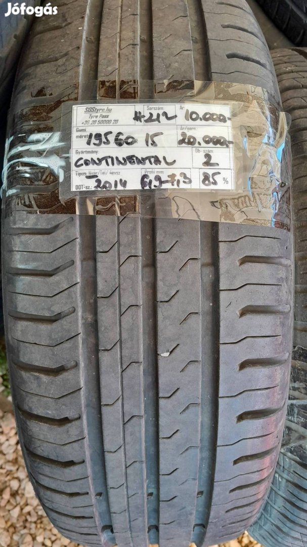 Eladó 2db Continental 195/60R15 nyári gumi 