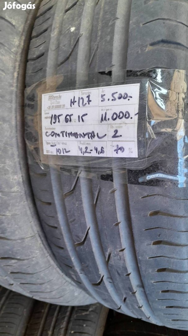 Eladó 2db Continental 195/65R15 nyári gumi 