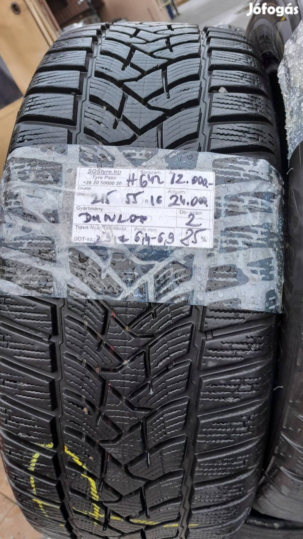 Eladó 2db Dunlop 215/55R16 téli gumi 