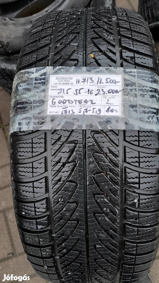 Eladó 2db Goodyear 215/55R16 téli gumi 