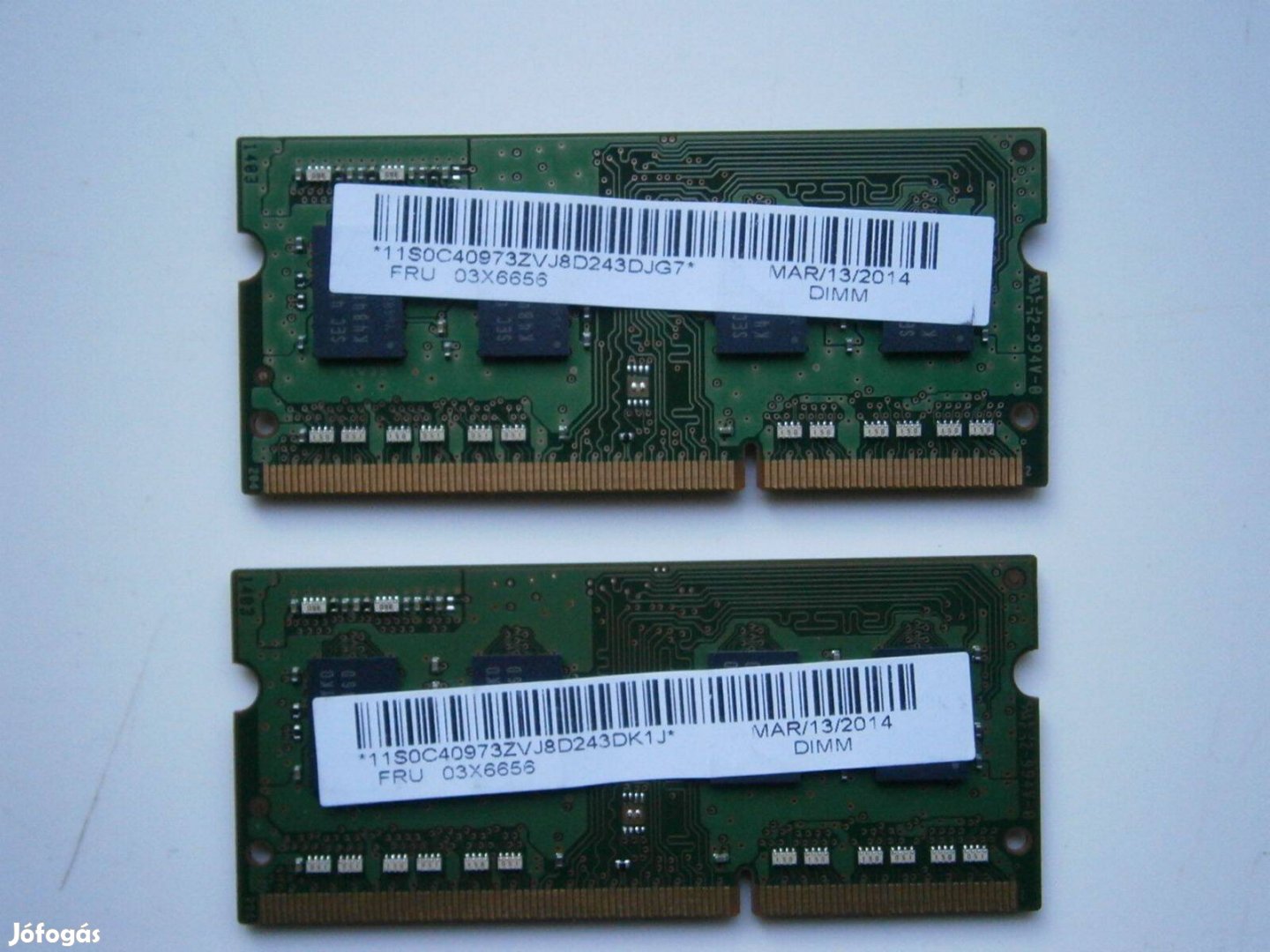 Eladó 2x4GB DDR3 HP-Samsung 1Rx8 PC3L-12800S laptop memória