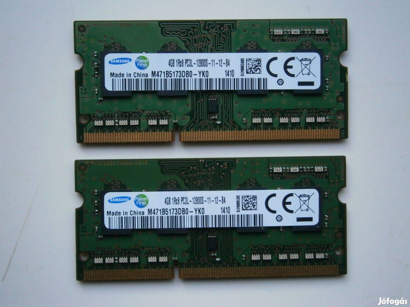 Eladó 2x4GB DDR3 Samsung 1Rx8 PC3L-12800S laptop memória