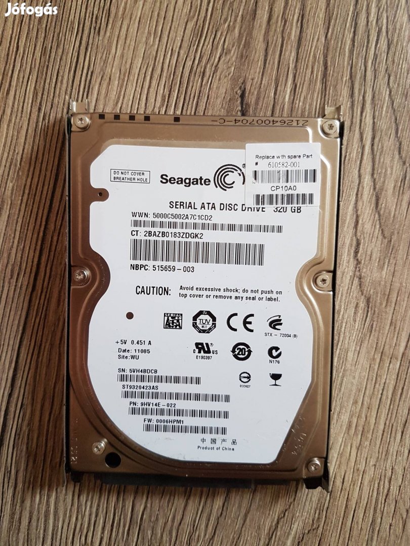 Eladó 320 GB laptop HDD ( Pécs )