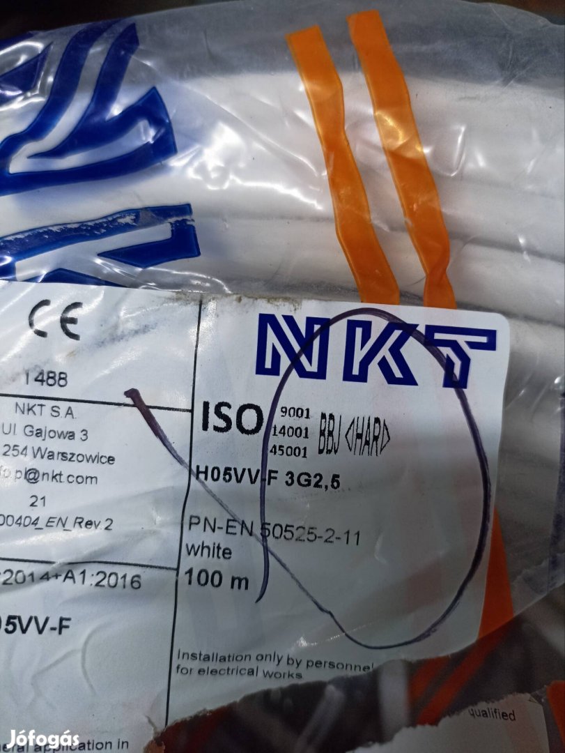 Eladó 3x2,5 MT kábel 100 m 