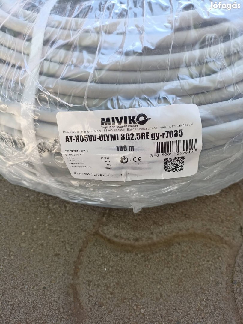 Eladó 3x2,5 Mbcu kábel 100m