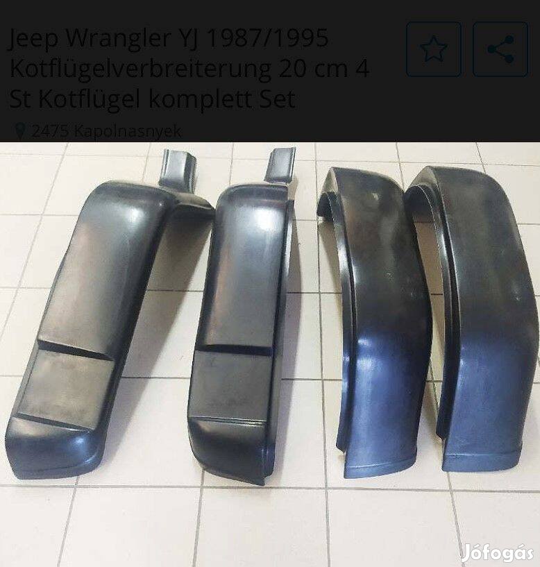 Eladó 4 db új 20 cm-es JEEP Wrangler Yj 1987-95 Sárvédő Szélesítés