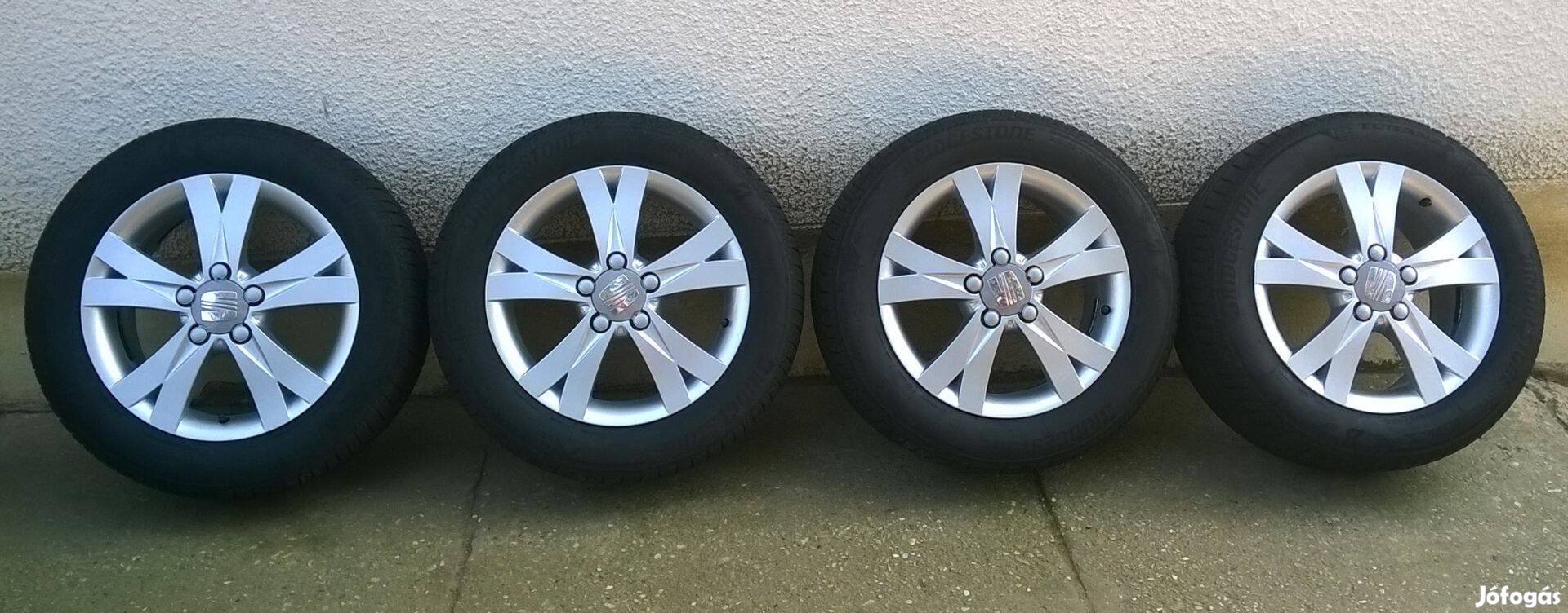 Eladó 4db 16-os 5x112-es Seat alu 215/55r16 Bridgestone nyári gumival