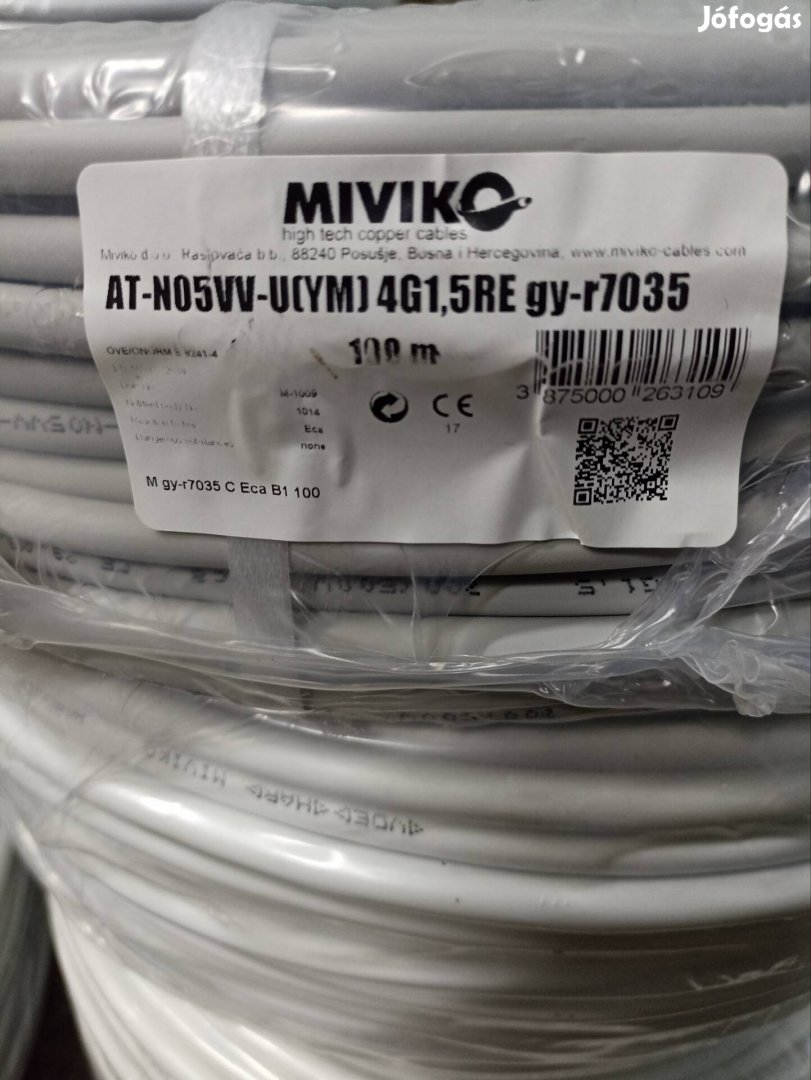 Eladó 4x1,5 mbcu kábel 100 m 