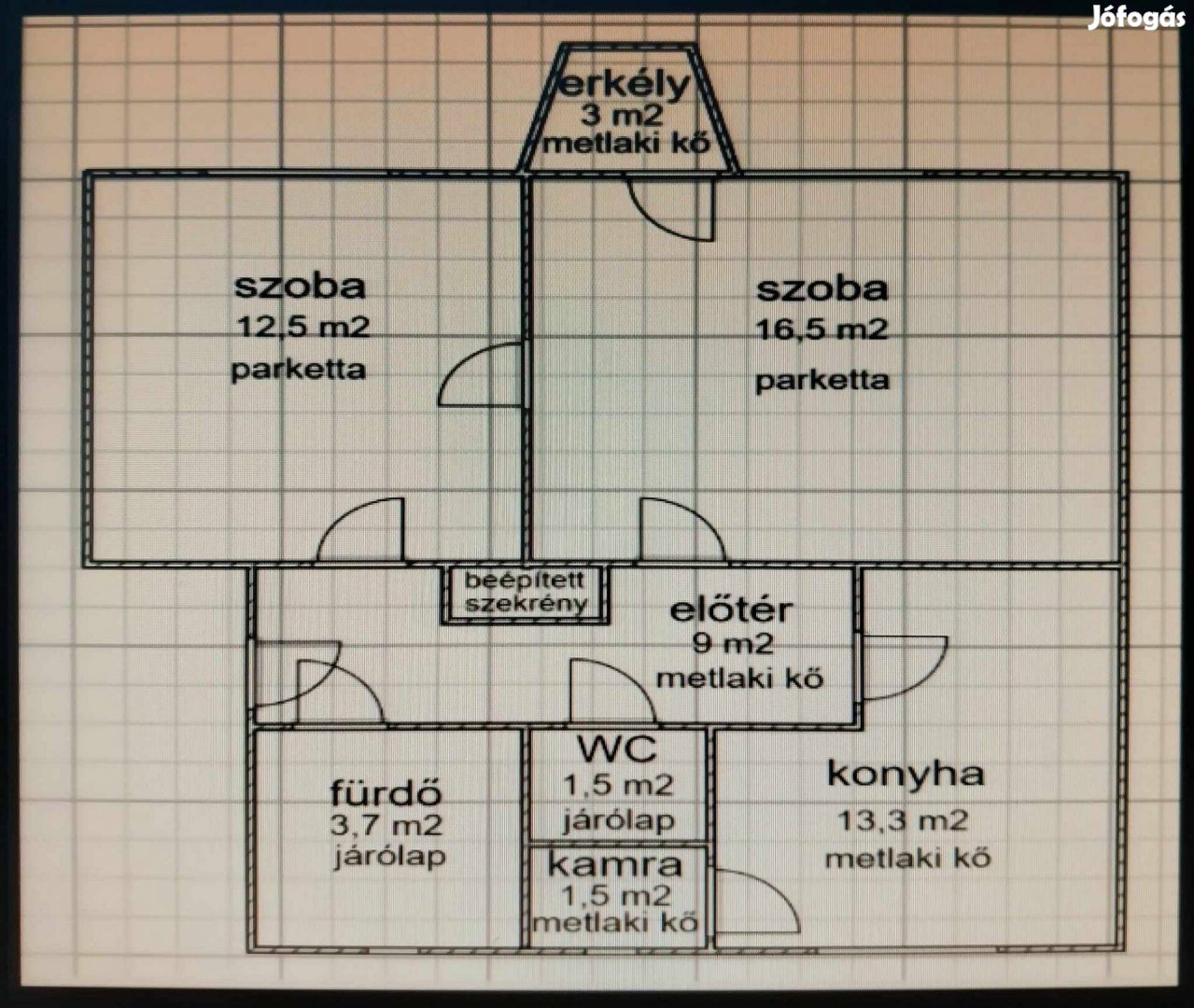 Eladó 58 m2-es, 2 szobás, tégla lakás