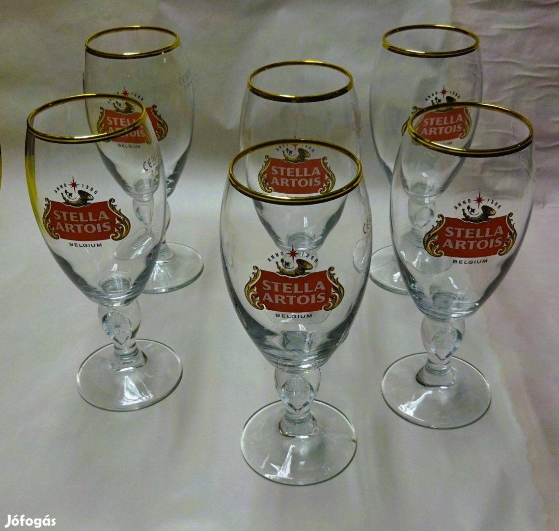 Eladó 6 darab Stella Artois üveg söröspohár