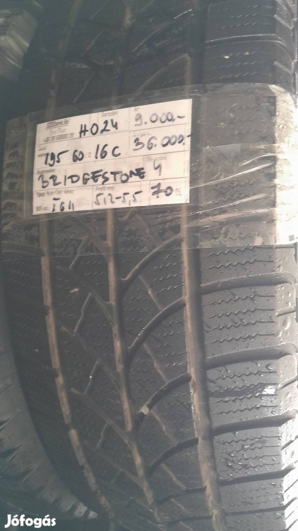 Eladó Bridgestone 195/60R16C téli gumi garnitúra 