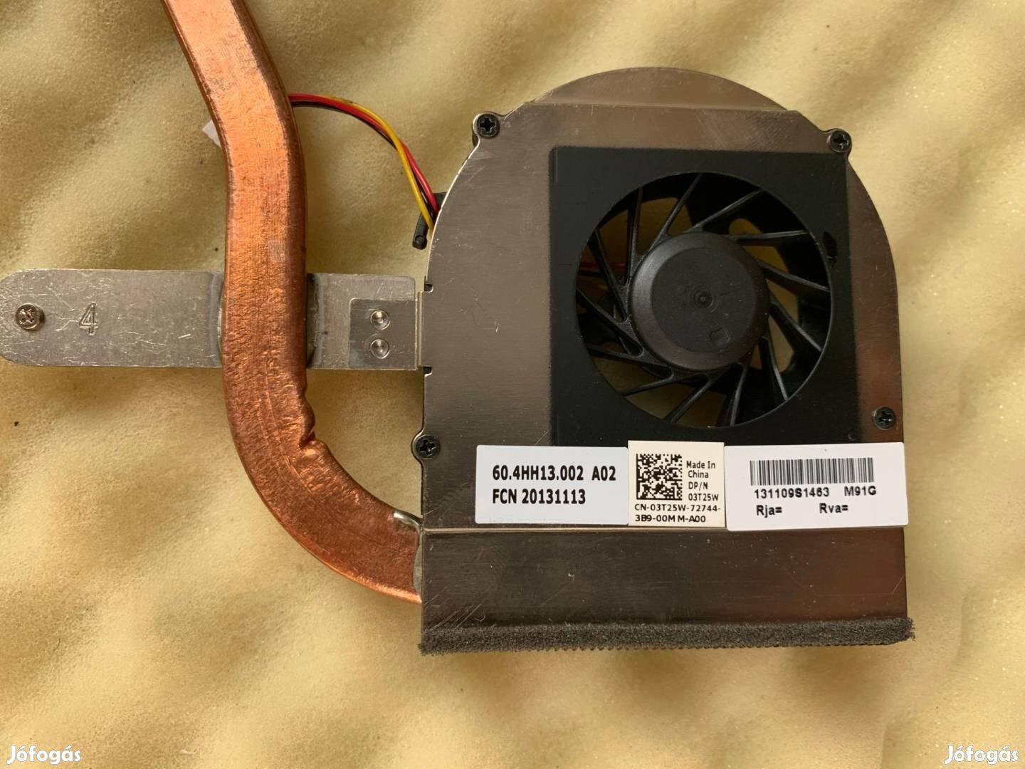 Eladó Dell Inspiron N5010 heatsink hűtőborda ventilátor 3T25W DFB45100