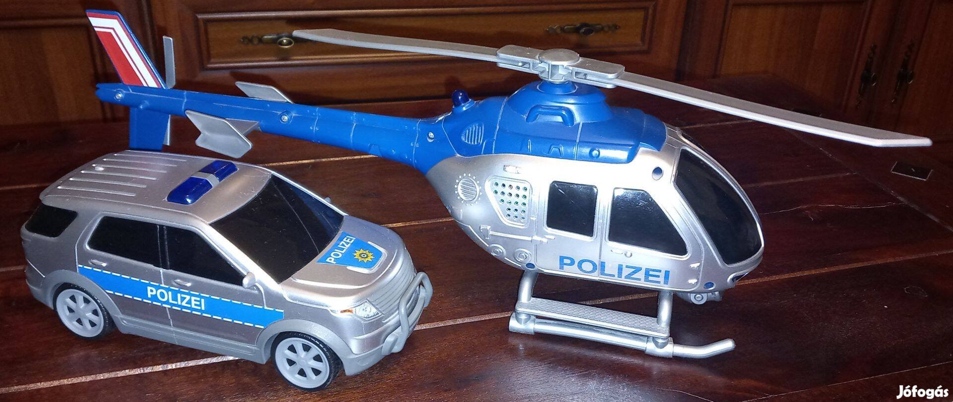 Eladó Dickie Toys márkájú 21cm-es rendőrautó és 41cm-es helikopter sze