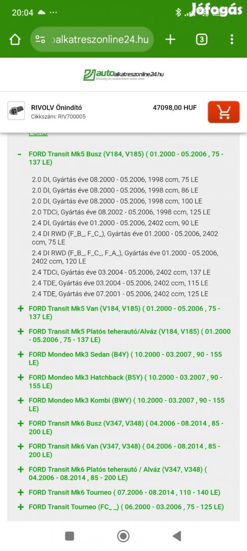 Eladó Ford Transit 2.0,2.4 új önindító 