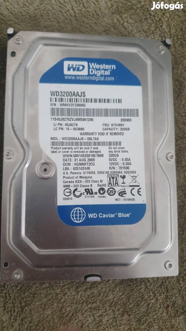 Eladó HDD, 320 GB kapacitás