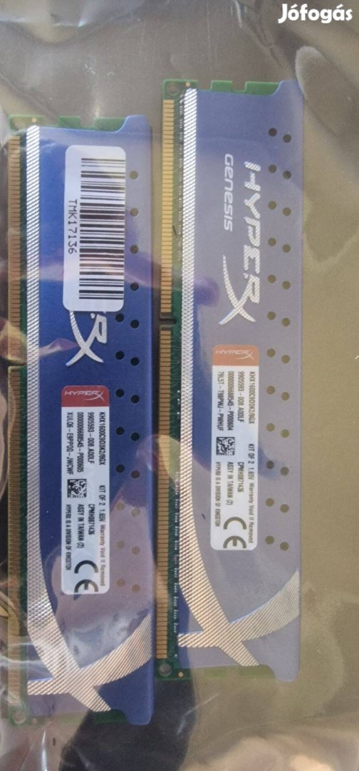 Eladó Kingstone Hyperx Genesys DDR3 1600 c9, 2x4GB RAM