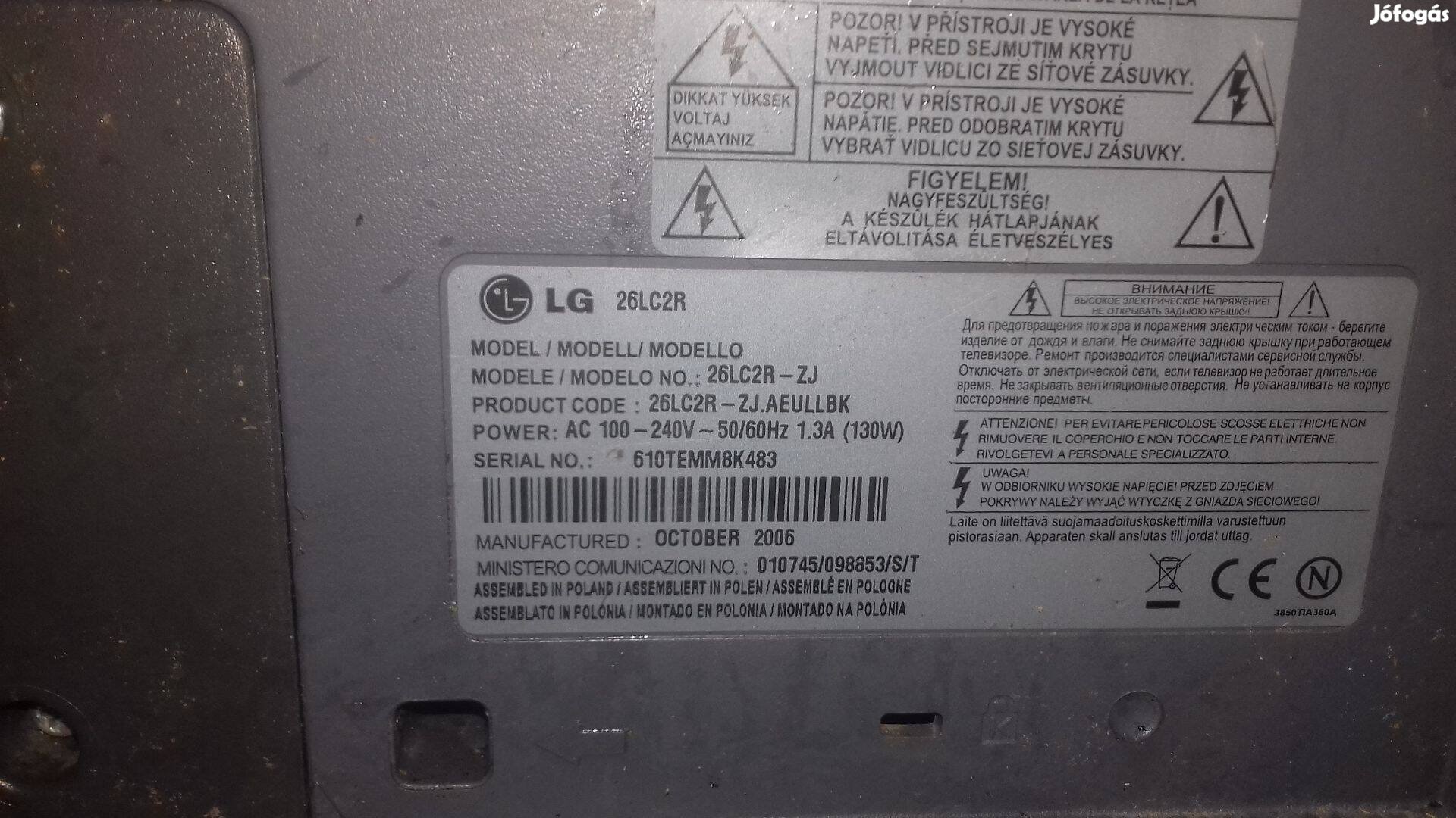 Eladó LG 26 LC2R-ZJ tv alkatrésznek