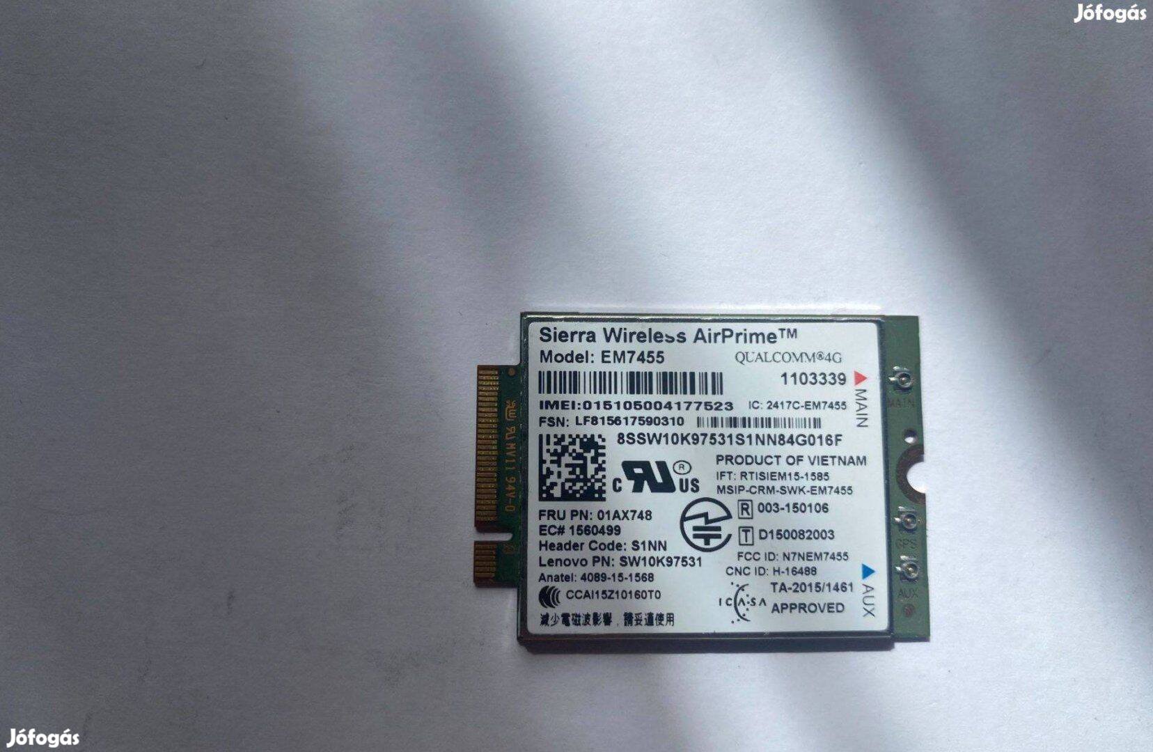 Eladó Lenovo Thinkpad EM7455 4G LTE Mobile Broadband modem 01AX748