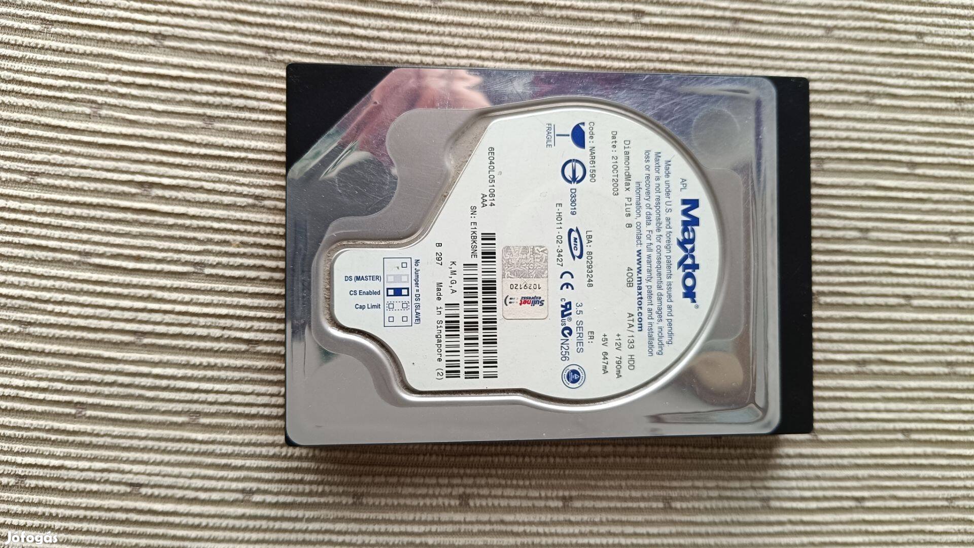 Eladó Maxtor Diamondmax Plus 8 HDD 40 GB