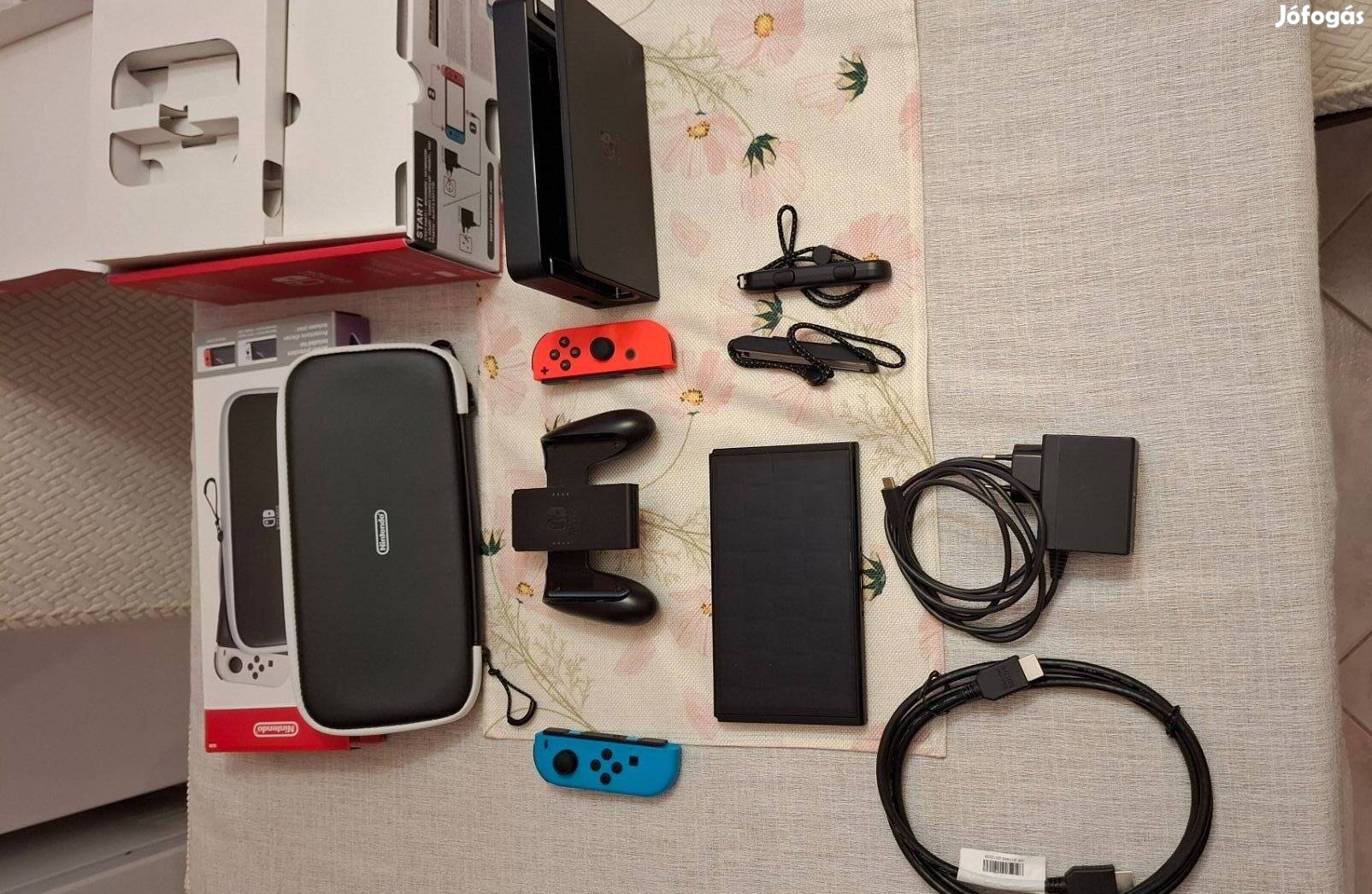 Eladó Nintendo Switch OLED+eredeti Nintendo tok +128 GB microsd kártya