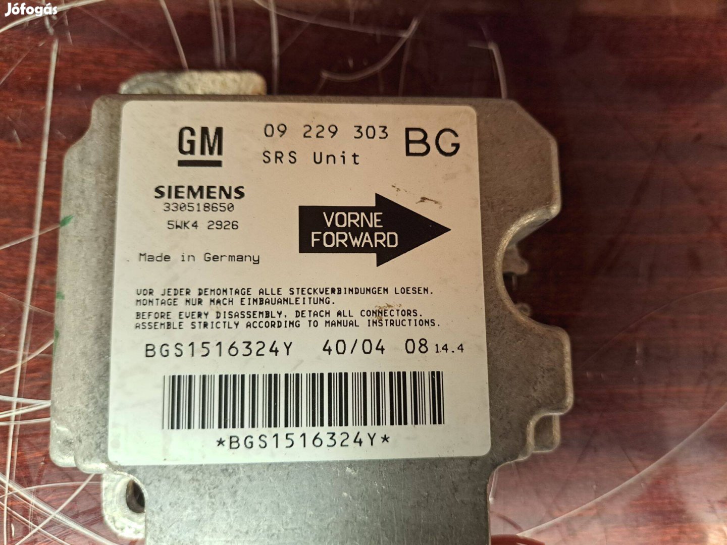 Eladó Opel Zafira A SRS egység / unit GM 09 229 303 BG Siemens