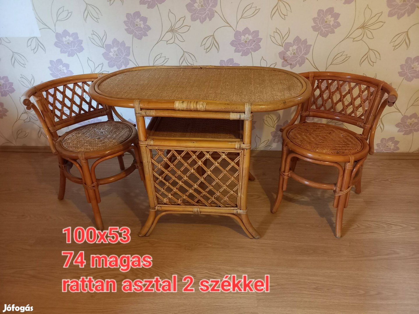 Eladó Rattan reggeliző asztal székkel, szett 40.000 Ft