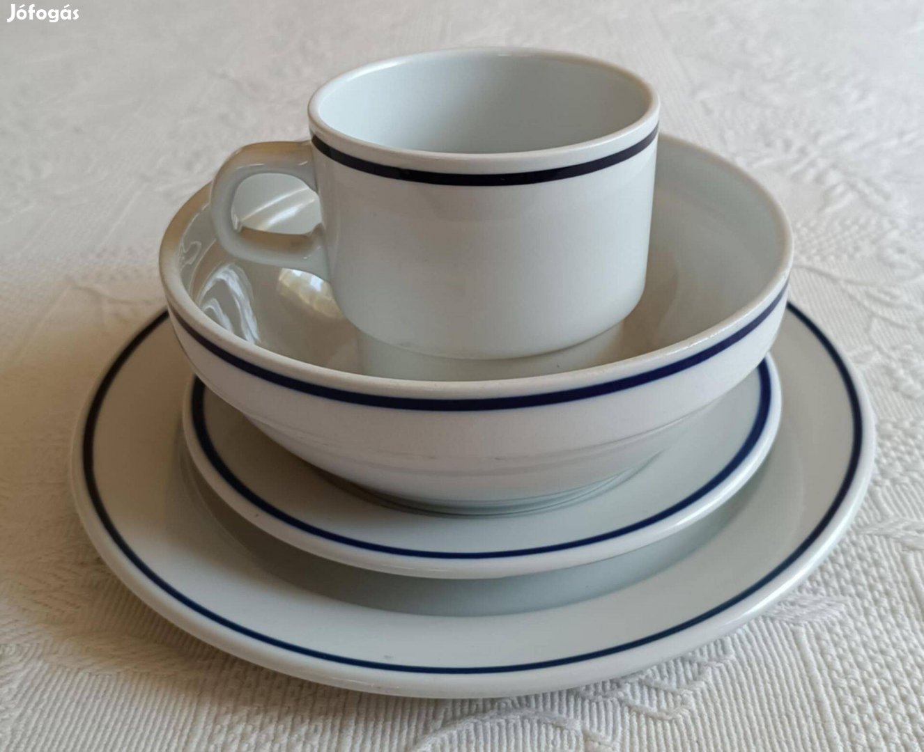 Eladó Régi / Retro Menza Mintás Fehér "Alföldi" Porcelán Tányér Szett