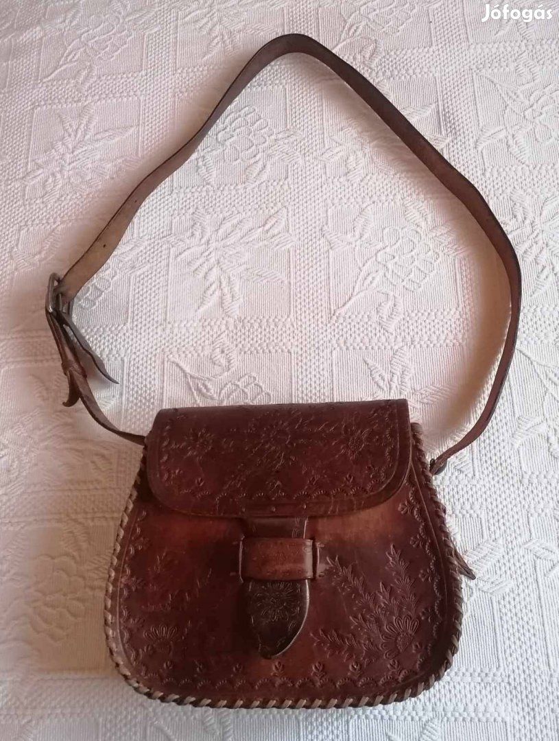 Eladó Régi / Retro / Vintage Szép Női Kézműves Barna Bőr Válltáska