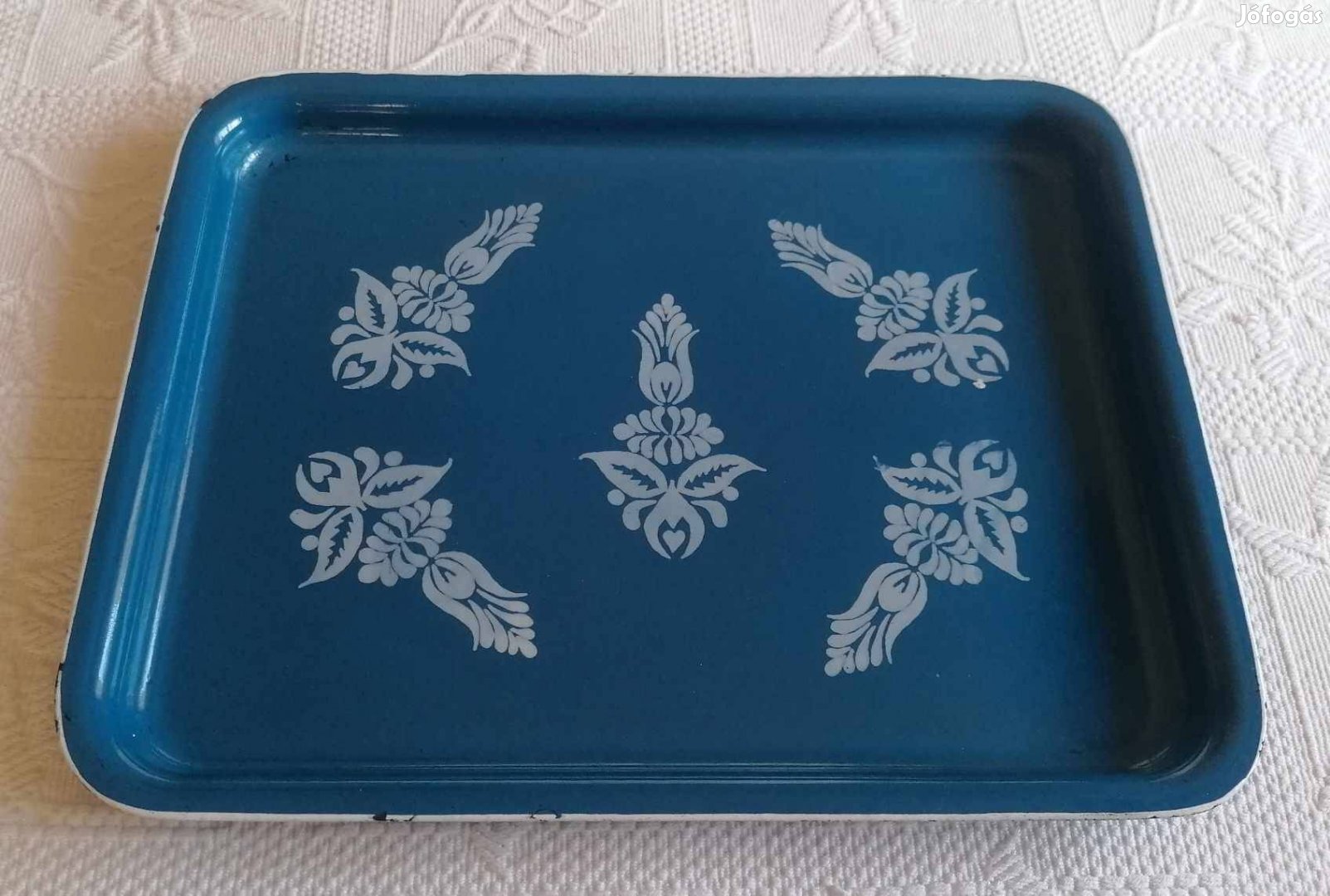 Eladó Régi / Retro / Vintage Zománcos / Zománcozott Kék Fém Tálca