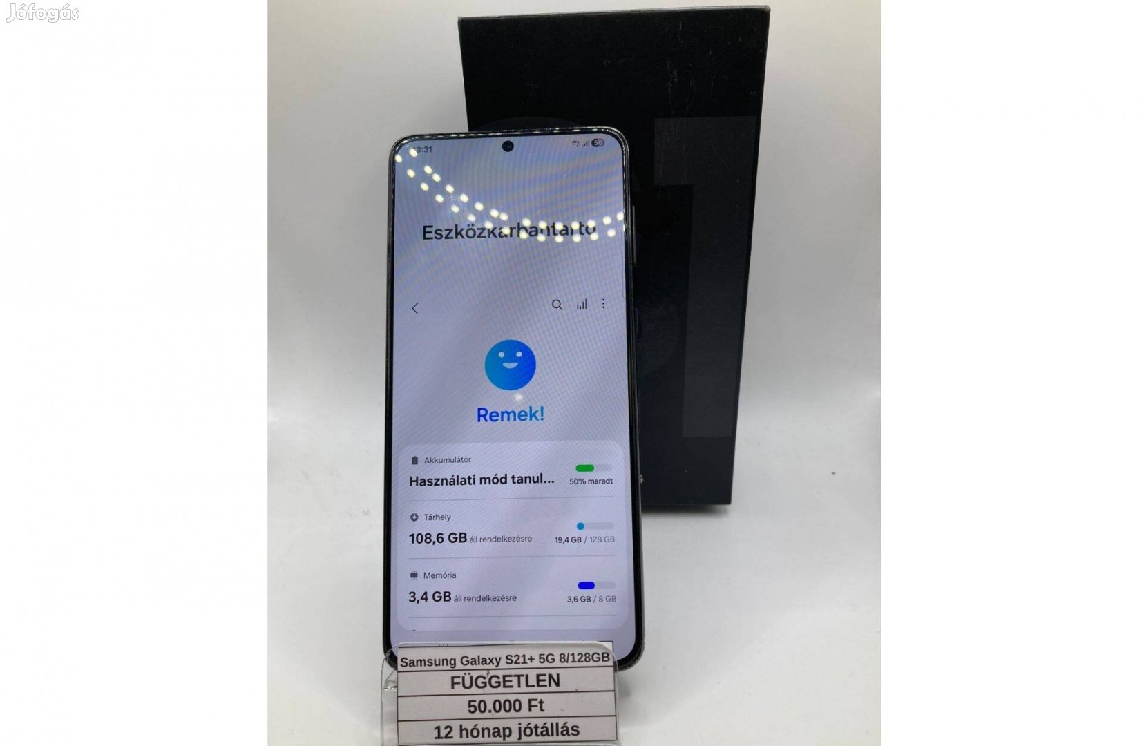 Eladó Samsung Galaxy S21 5G 8128GB fekete 12 hónap jótállás