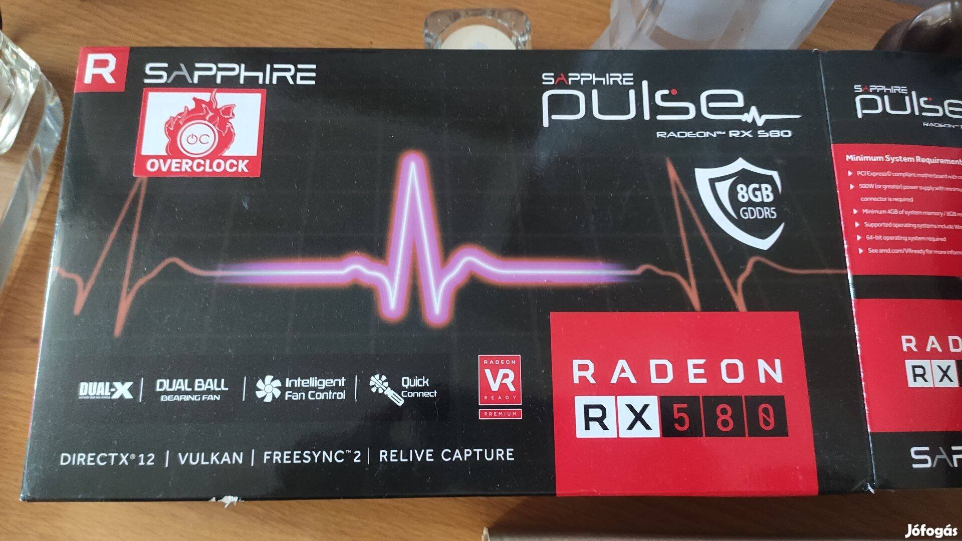 Eladó Sapphire RX 580 8GB pulse radeon OC 1 hét próbagaranciával