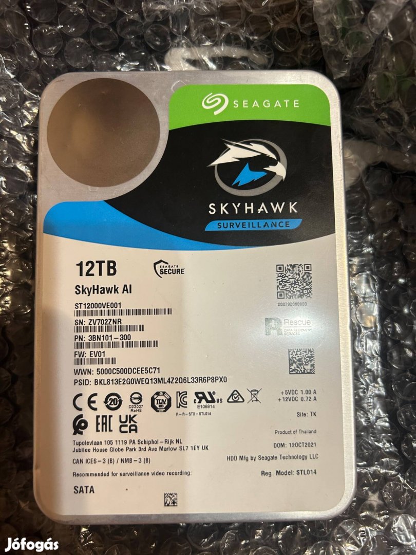 Eladó Seagate Skyhawk AI 12TB belső merevlemez